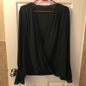 Trouve Drape-Front Ruffle Sleeve Top